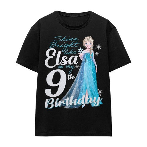 Front - Frozen Unisex Adult Bright Like Elsa 9th Birthday T-Shirt