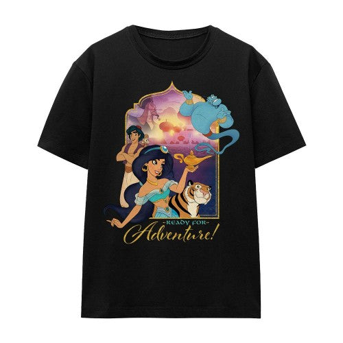 Front - Aladdin Unisex Adult Are Ready For Adventure Jasmine Abu Rajah Genie T-Shirt