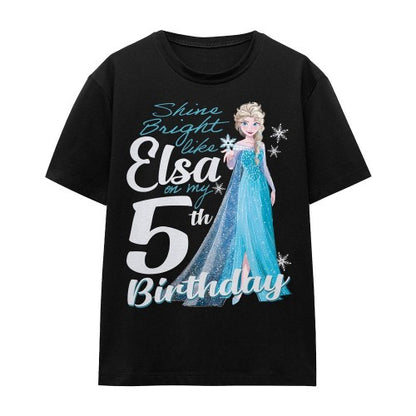 Front - Frozen Unisex Adult Bright Like Elsa 5th Birthday T-Shirt