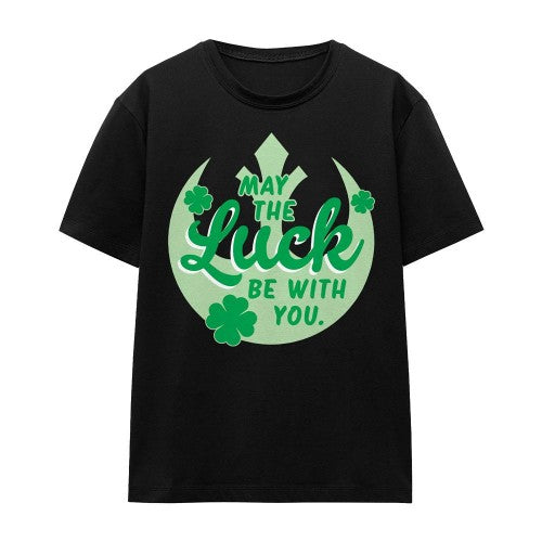 Front - Star Wars Unisex Adult Luck Rebel Sign St Patricks Day T-Shirt