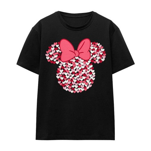Front - Disney Unisex Adult Minnie Mouse Heart Ears Silhouette Valentine`s Day T-Shirt