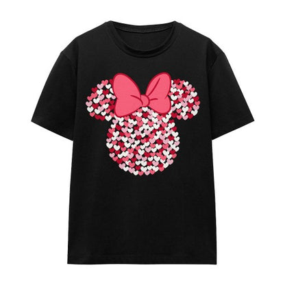 Front - Disney Unisex Adult Minnie Mouse Heart Ears Silhouette Valentine`s Day T-Shirt