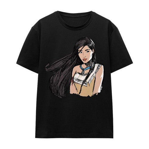 Front - Pocahontas Unisex Adult Sketch T-Shirt