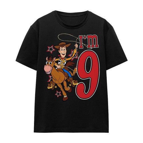 Front - Toy Story Unisex Adult I´m 9 Woody Birthday T-Shirt