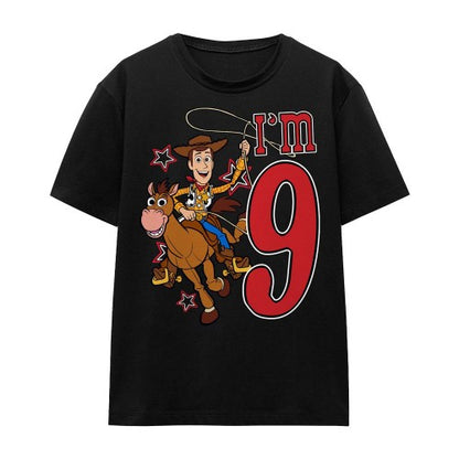 Front - Toy Story Unisex Adult I´m 9 Woody Birthday T-Shirt