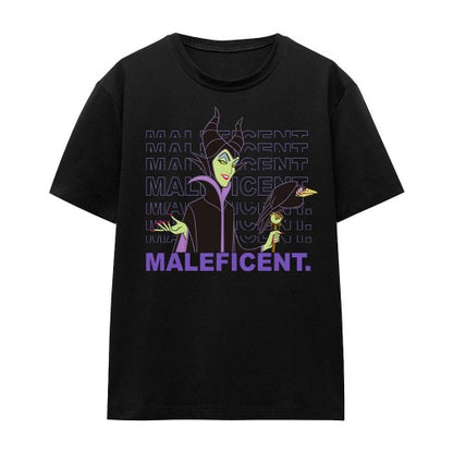 Front - Disney Villains Unisex Adult Maleficent Repeat Name T-Shirt