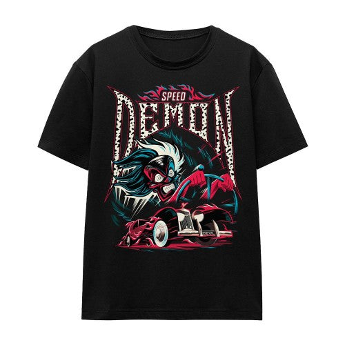 Front - Disney Villains Unisex Adult Speed Demon Cruella De Vil T-Shirt