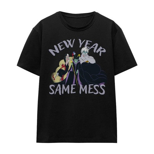 Front - Disney Villains Unisex Adult New Year, Same Mess T-Shirt