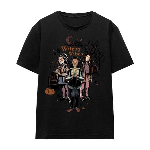 Front - Hocus Pocus 2 Unisex Adult Witchy Vibes Becca Izzy Cassie T-Shirt