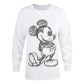 Front - Disney Womens/Ladies Mickey Mouse Sketch Long-Sleeved T-Shirt