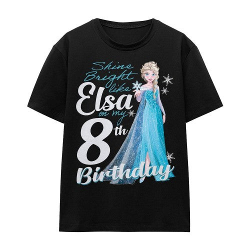 Front - Frozen Unisex Adult Bright Like Elsa 8th Birthday T-Shirt