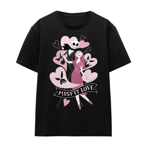 Front - The Nightmare Before Christmas Unisex Adult Misfit Love Valentine`s Day T-Shirt