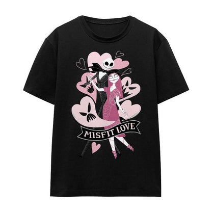 Front - The Nightmare Before Christmas Unisex Adult Misfit Love Valentine`s Day T-Shirt