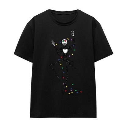 Front - The Nightmare Before Christmas Unisex Adult Jack Fairy Lights T-Shirt