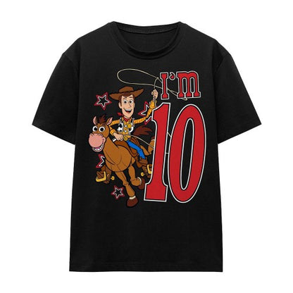 Front - Toy Story Unisex Adult I´m 10 Woody Birthday T-Shirt