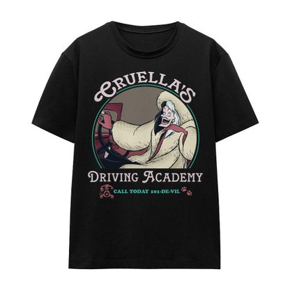 Front - Disney Villains Unisex Adult Cruella´s Driving School T-Shirt