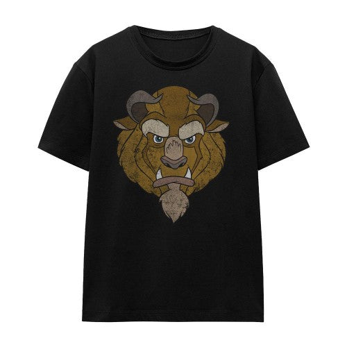 Front - Beauty And The Beast Unisex Adult Beast Head T-Shirt