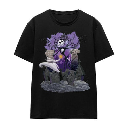 Front - The Nightmare Before Christmas Unisex Adult Jack Skellington Grave T-Shirt