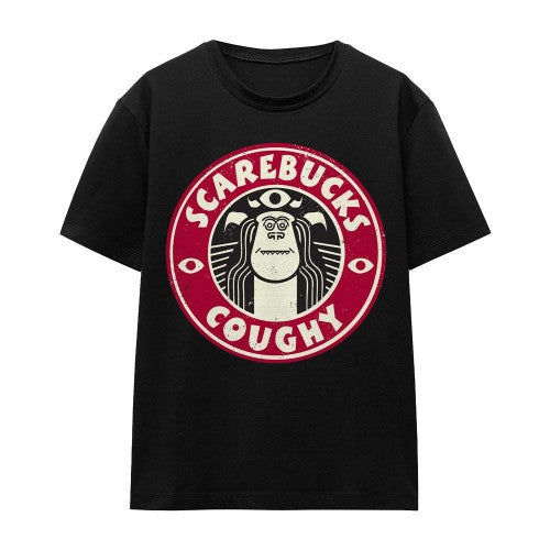 Front - Monsters at Work Unisex Adult Scarebucks Coughy T-Shirt