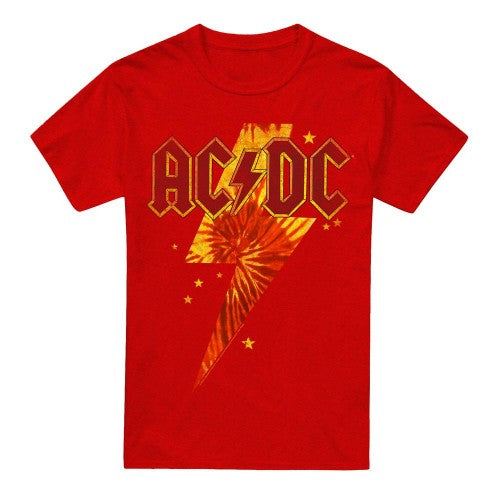 Front - AC/DC Unisex Adult Tie Dye Bolt T-Shirt