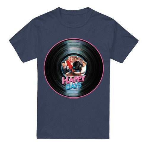 Front - Happy Days Unisex Adult On the Record T-Shirt
