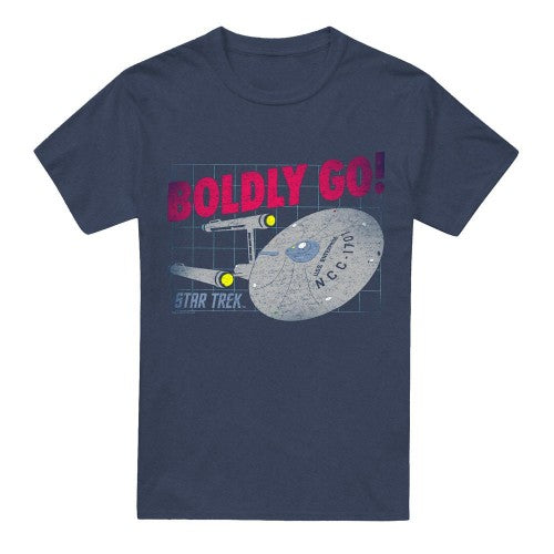 Front - Star Trek Unisex Adult Boldly Go T-Shirt