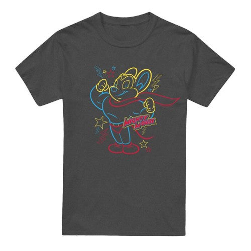 Front - Mighty Mouse Unisex Adult Hero Neon T-Shirt