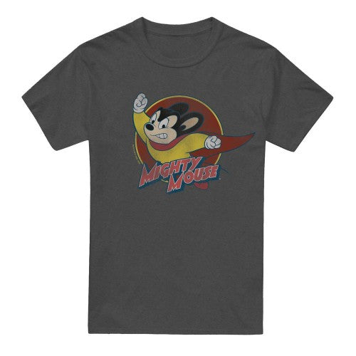 Front - Mighty Mouse Unisex Adult Circle T-Shirt
