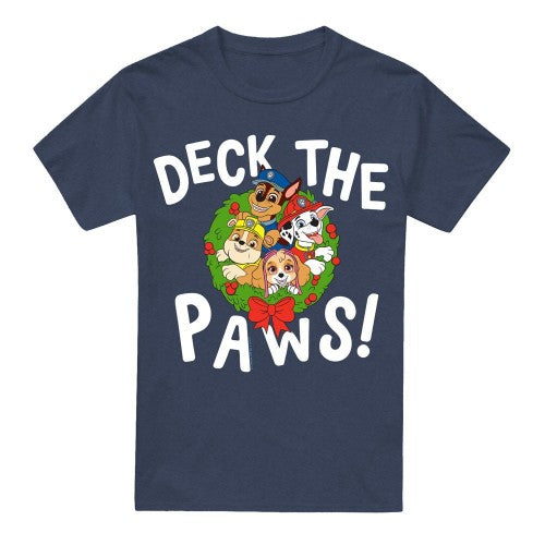 Front - Paw Patrol Unisex Adult Deck The Paws Christmas T-Shirt