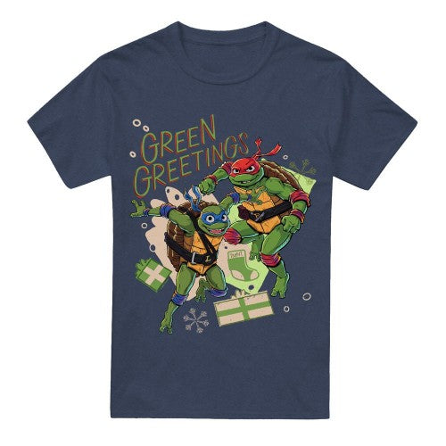 Front - Teenage Mutant Ninja Turtles: Mutant Mayhem Unisex Adult Christmas Greetings Leonardo & Raphael T-Shirt