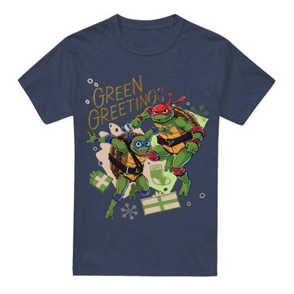 Front - Teenage Mutant Ninja Turtles: Mutant Mayhem Unisex Adult Christmas Greetings Leonardo & Raphael T-Shirt