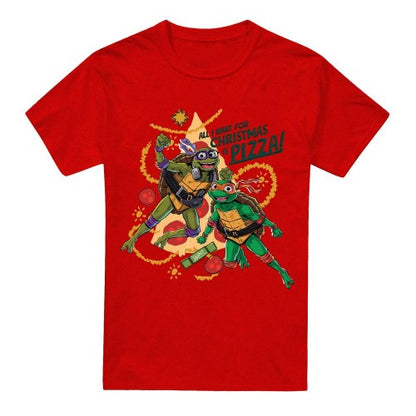 Front - Teenage Mutant Ninja Turtles: Mutant Mayhem Unisex Adult Michelangelo & Donatello Pizza Christmas T-Shirt