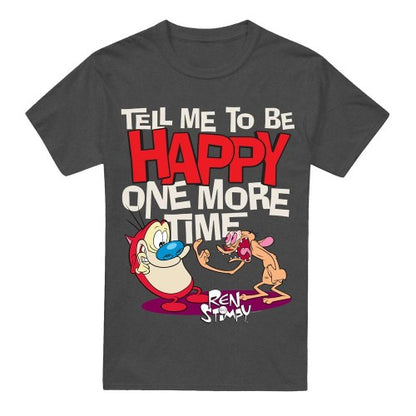 Front - Ren & Stimpy Unisex Adult Tell Me To Be Happy T-Shirt