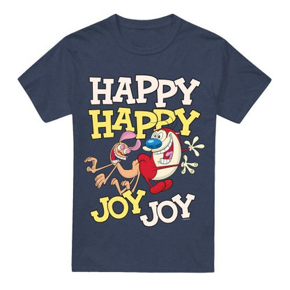 Front - Ren & Stimpy Unisex Adult Happy Happy Joy Joy T-Shirt