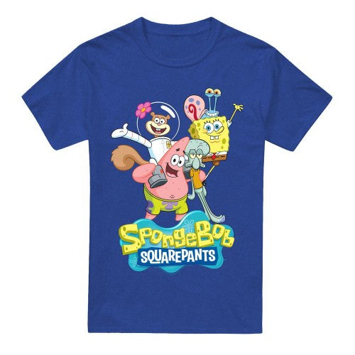 Front - SpongeBob SquarePants Unisex Adult Group Shot T-Shirt