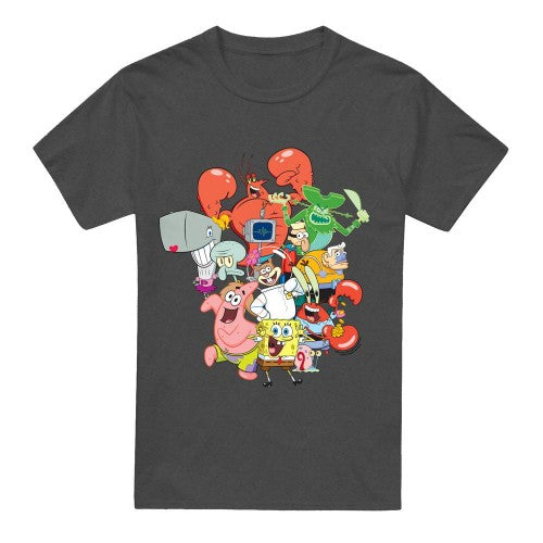 Front - SpongeBob SquarePants Unisex Adult The Whole Gang T-Shirt