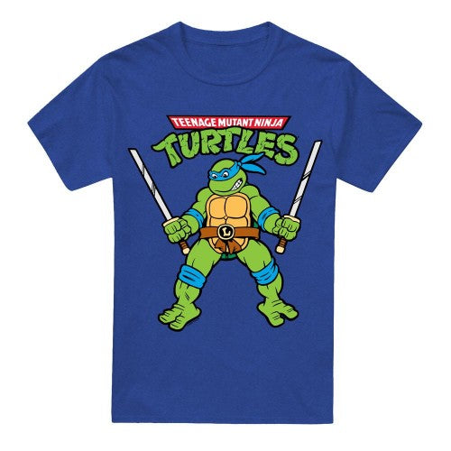 Front - Teenage Mutant Ninja Turtles Unisex Adult Leonardo Retro T-Shirt