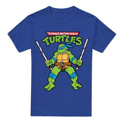 Front - Teenage Mutant Ninja Turtles Unisex Adult Leonardo Retro T-Shirt