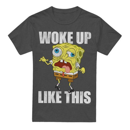 Front - SpongeBob SquarePants Unisex Adult Woke Up Like This Meme T-Shirt