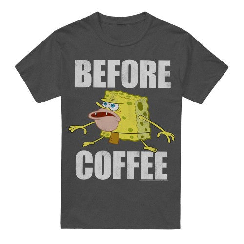 Front - SpongeBob SquarePants Unisex Adult Before Coffee Meme T-Shirt