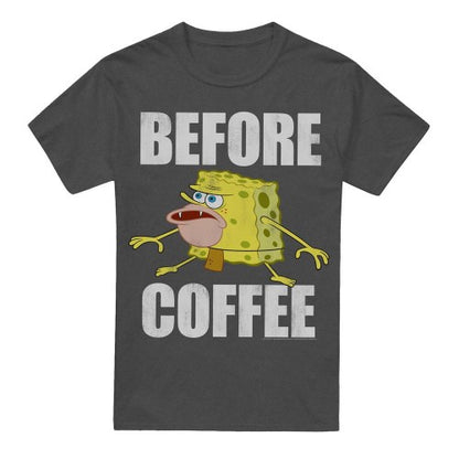 Front - SpongeBob SquarePants Unisex Adult Before Coffee Meme T-Shirt