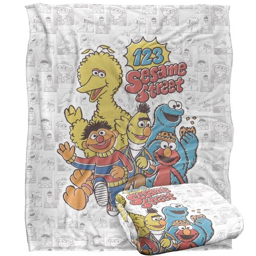 Front - Sesame Street 123 Group Shot Blanket