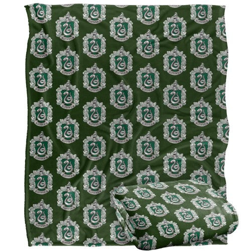 Front - Harry Potter Slytherin Repeat Print Blanket