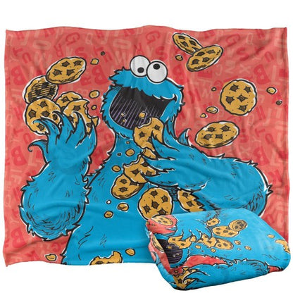 Front - Sesame Street Drawn Cookie Monster Blanket