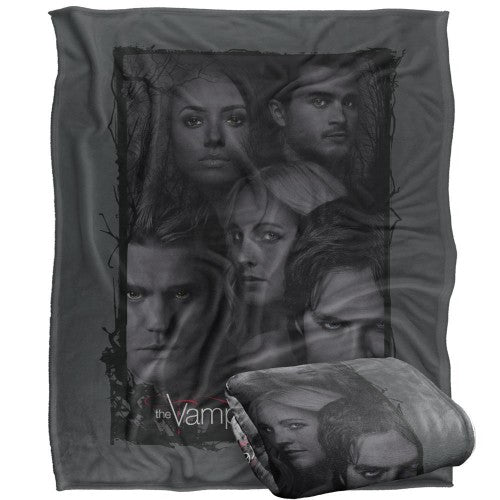 Front - Vampire Diaries Love Sucks Character Heads Blanket