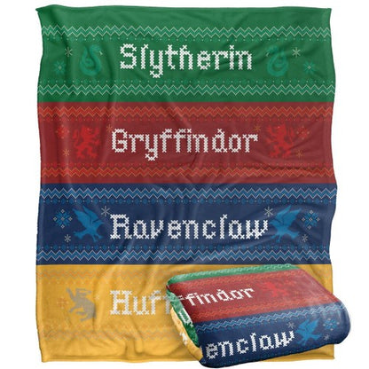 Front - Harry Potter Hogwarts Houses Christmas Blanket