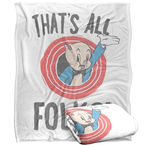Front - Looney Tunes Thats All Folks Porky Pig Blanket