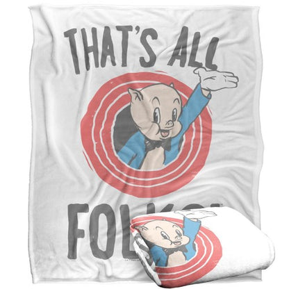 Front - Looney Tunes Thats All Folks Porky Pig Blanket