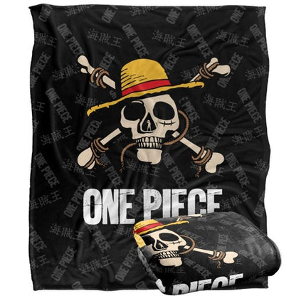 Front - One Piece Jolly Roger Logo Blanket