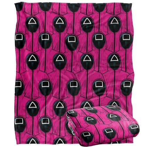 Front - Squid Game Repeat Print Guards Blanket